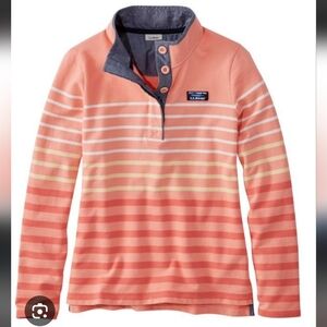 L.L. Bean Pullover Rugby Striped Nautical shirtterry inside Size Med